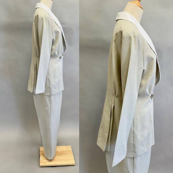 Liz Claiborne Y2k black blazer and Audra pants suit set size 14 Velour trim - Picture 2 of 16